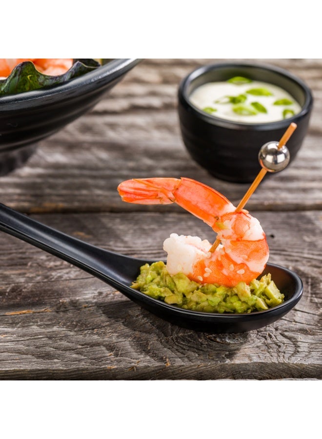 Restaurantware Voga 4 Inch Tasting Spoons, 10 Dishwashable Appetizer Spoons - Shatterproof, Black Melamine Sample Spoons, Displays Hors d’Oeuvres, Sushi, And Sauces, For Parties Or Special Occasions  - Image 3