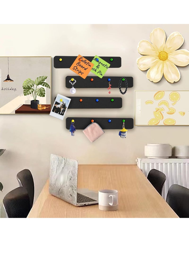 0TO1 TECH Felt Pin Board Bar Bulletin Board, Self-Adhesive Bulletin Board Bar Strips, Cork Boards for Walls with 35Pushpins, For Paste Notes, Photos, Bedrooms Offices Home Decoration, 8 Pack, Black  - Image 2