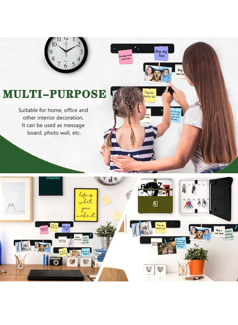 0TO1 TECH Felt Pin Board Bar Bulletin Board, Self-Adhesive Bulletin Board Bar Strips, Cork Boards for Walls with 35Pushpins, For Paste Notes, Photos, Bedrooms Offices Home Decoration, 8 Pack, Black  - Image 5