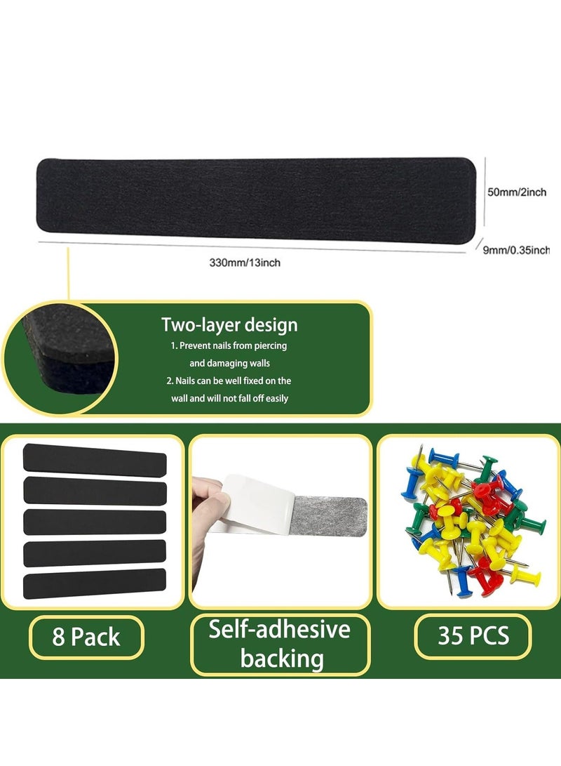 0TO1 TECH Felt Pin Board Bar Bulletin Board, Self-Adhesive Bulletin Board Bar Strips, Cork Boards for Walls with 35Pushpins, For Paste Notes, Photos, Bedrooms Offices Home Decoration, 8 Pack, Black  - Image 4