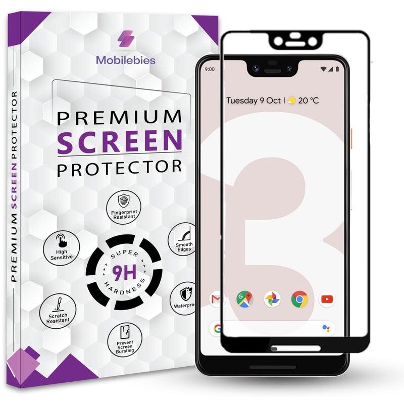 Mobilebies Premium Tempered Glass Screen Protector Guard For Google Pixel 3 XL (6.3 Inch, Pack of 1) | Edge to Edge Coverage With Easy to installation kit - Image 1