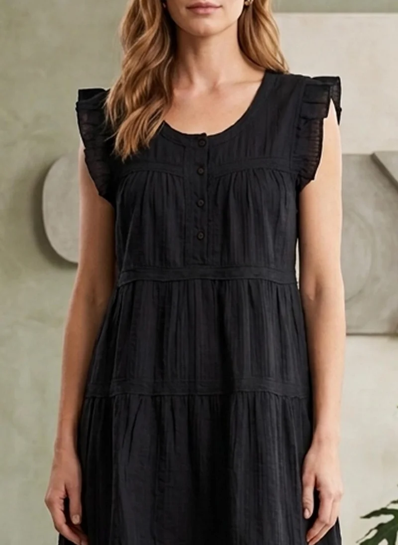 Alaya black Women   Cotton Frock Top -AL3711 for Women | Best Price UAE