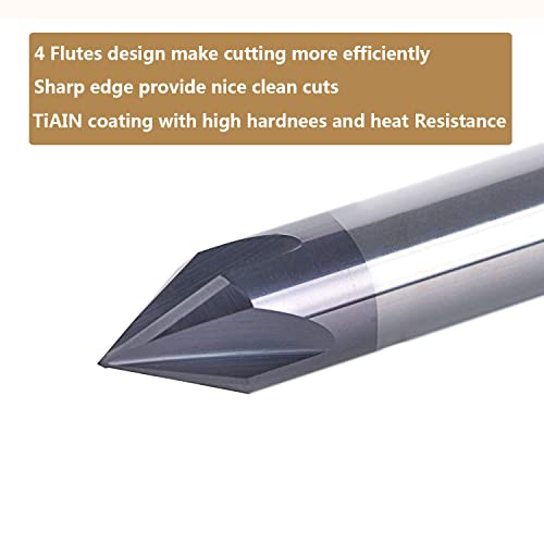 SpeTool Carbide Chamfer End Mill V Groove Router Bit 60 Degree, 4 Flutes 1/4 inch Shank for CNC Carving and Chamfering - Image 4