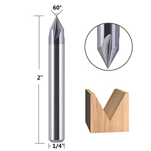 SpeTool Carbide Chamfer End Mill V Groove Router Bit 60 Degree, 4 Flutes 1/4 inch Shank for CNC Carving and Chamfering - Image 2