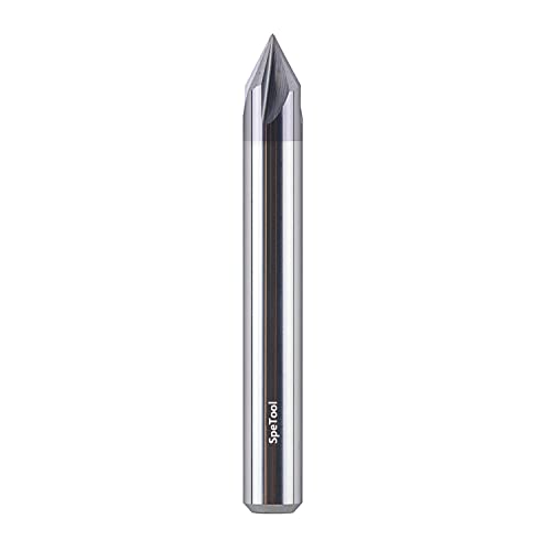 SpeTool Carbide Chamfer End Mill V Groove Router Bit 60 Degree, 4 Flutes 1/4 inch Shank for CNC Carving and Chamfering - Image 1