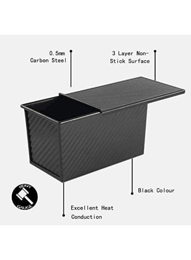 CHEFMADE Loaf Pan with Lid Non-Stick Bakeware Carbon Steel Bread Toast Mold with Cover for Baking Bread FDA Approved - Black - Image 3