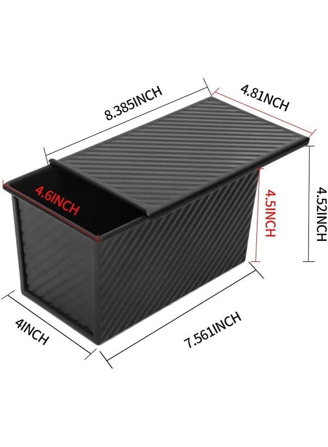 CHEFMADE Loaf Pan with Lid Non-Stick Bakeware Carbon Steel Bread Toast Mold with Cover for Baking Bread FDA Approved - Black - Image 2