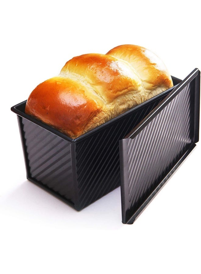 CHEFMADE Loaf Pan with Lid Non-Stick Bakeware Carbon Steel Bread Toast Mold with Cover for Baking Bread FDA Approved - Black - Image 1