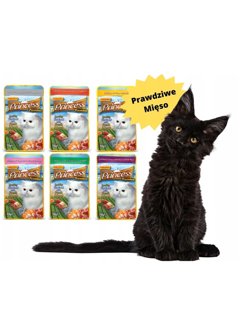 Princess Premium Classic Pouches Chicken and Tuna with Rice & Shrimp 70g  - Image 2