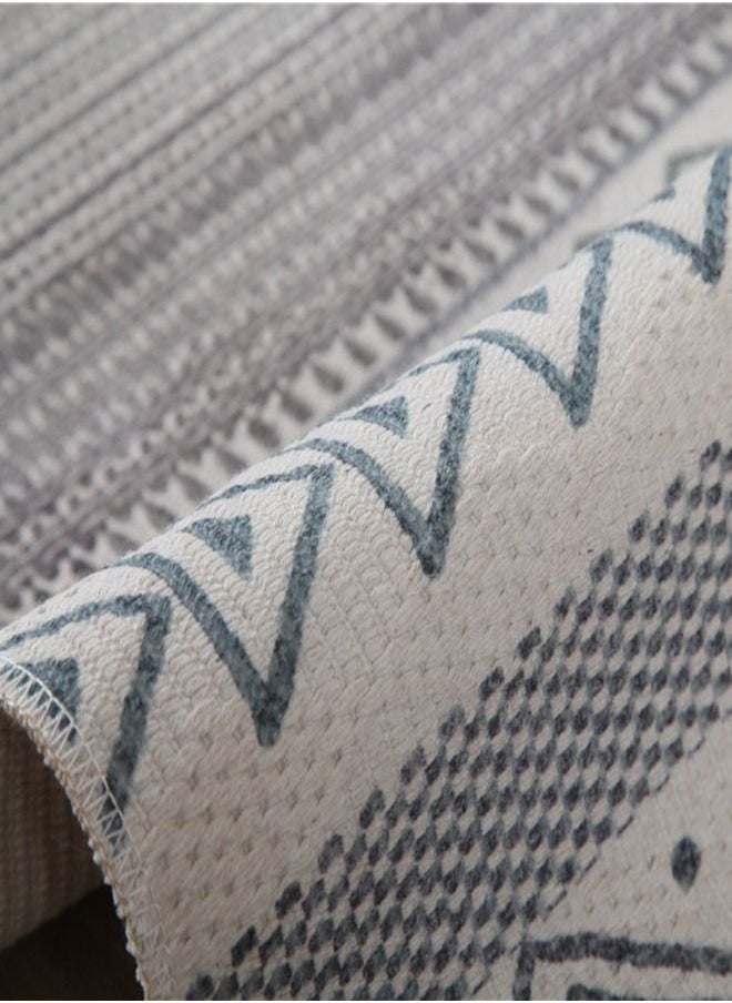 KinCarpet - Grey Cotton and Linen With Fringe Boho Upholstery Rug Carpet - Image 1