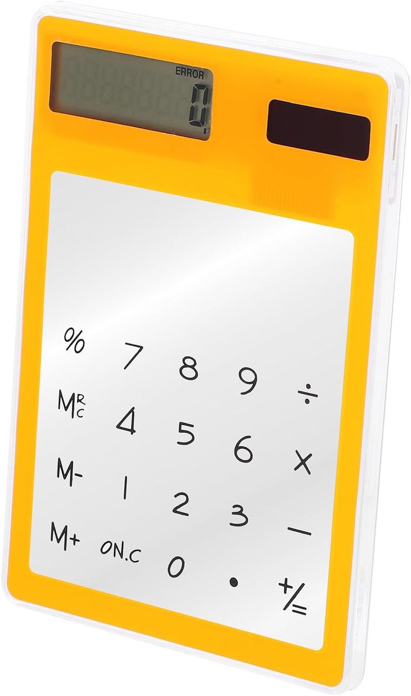 COHEALI Ultra-Thin Transparent Touch Screen Calculator Solar Powered Compact Design Lightweight Orange for Students Office Home Use Portable and Easy to Carry - Image 1