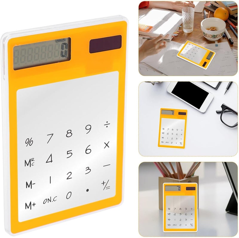COHEALI Ultra-Thin Transparent Touch Screen Calculator Solar Powered Compact Design Lightweight Orange for Students Office Home Use Portable and Easy to Carry - Image 5