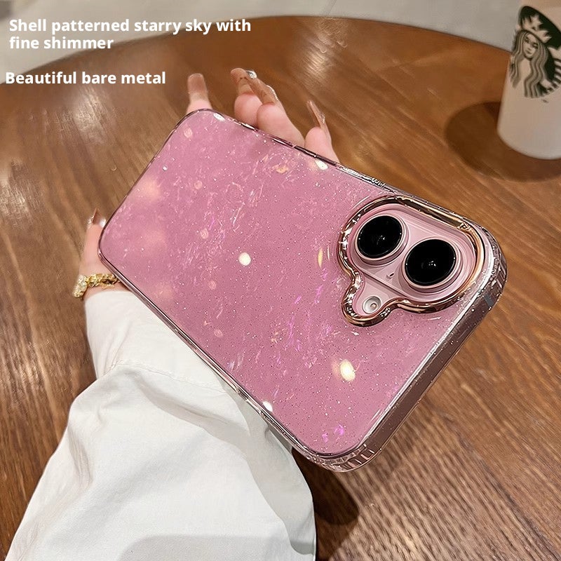 Sparkle Shell Pattern Phone Case, Acrylic, Shockproof, for iPhone 16/15/14/13/12/11 Series - Image 1