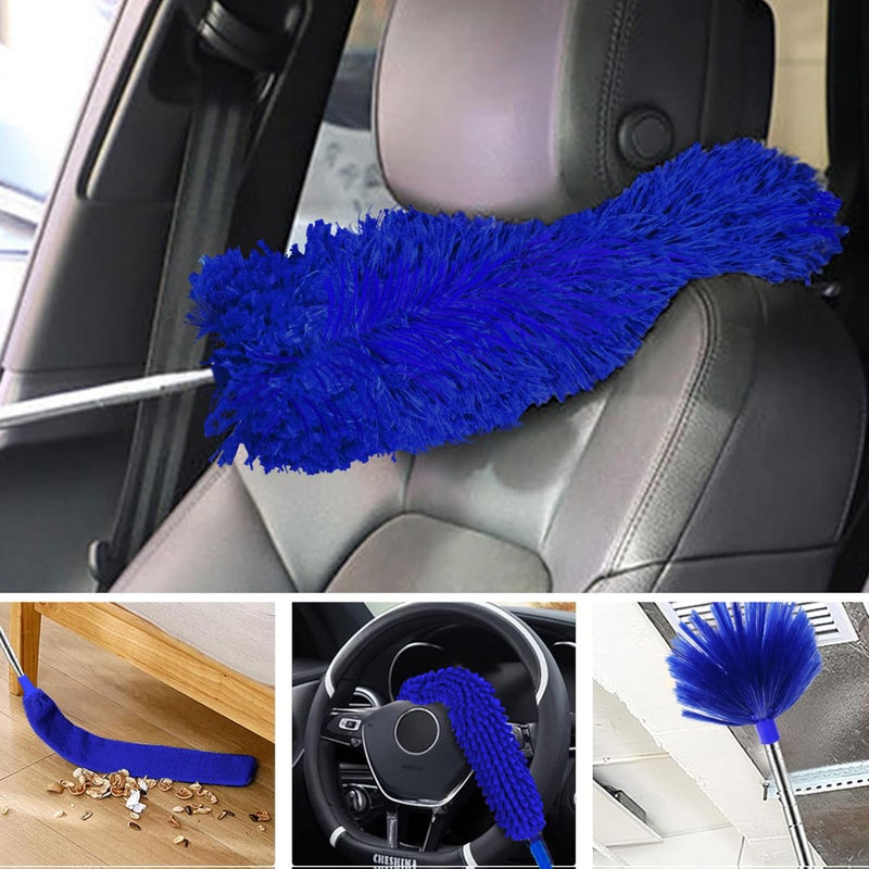 Tiumso Dusters for Cleaning,Microfiber Feather Duster 5-in-1 Kit, Duster with Extension Pole 100 Inches, Cobweb Duster, Microfiber Dusters for High Ceilings and Fans, Blinds and Cars - Image 2