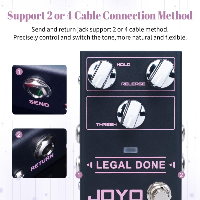 JOYO Noise Gate Pedal Noise Suppressor Guitar Pedal Noise Killer and Reduction Hum for Electric Guitar 4 Cable Method (LEGAL DONE R-23) - Image 3