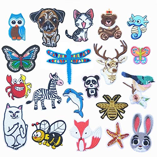 Mo Sheng Accessory 20pcs DIY Lovely Animals Patches Embroidery Mix Patterns Iron On or Sew On Applique for Clothes Backpacks T-Shirt Jeans Skirt Vests Scarf Hat Bag (Style 11) - Image 5
