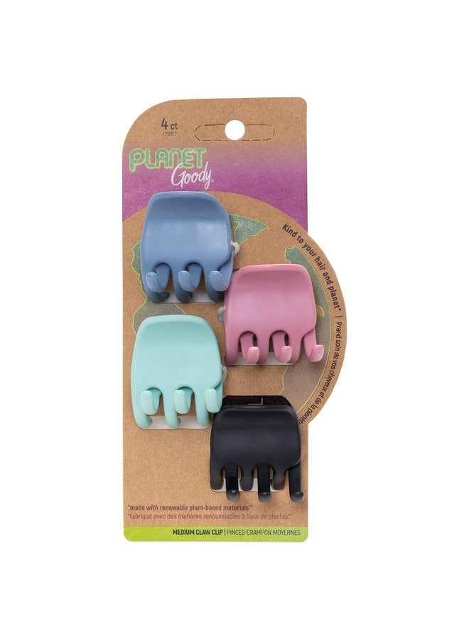 Goody T Goody Plantbased Heritage Claw Clips Medium Extra Strong Bright Colors Pink Periwinkle Green And Black 4 Count - Image 1