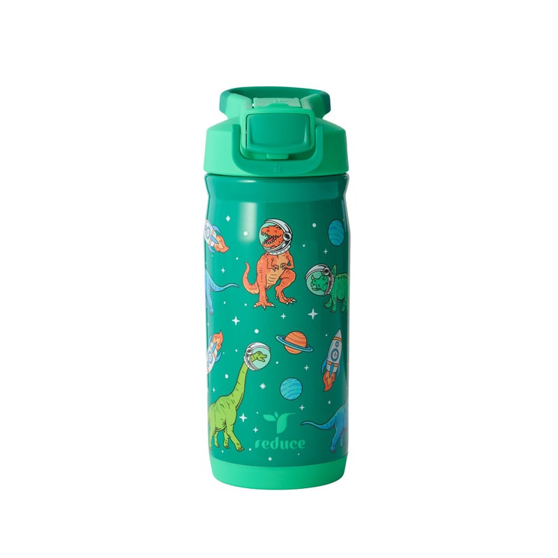 Reduce Hydrate Pro Kids 14oz Stainless Steel Insulated Water Bottle w/Straw â€“ Spill Proof Tumbler for Kids â€“ 30 Hour Cold Retention â€“ Dishwasher Safe Leak-Proof Design - Jurassic Space - Image 1