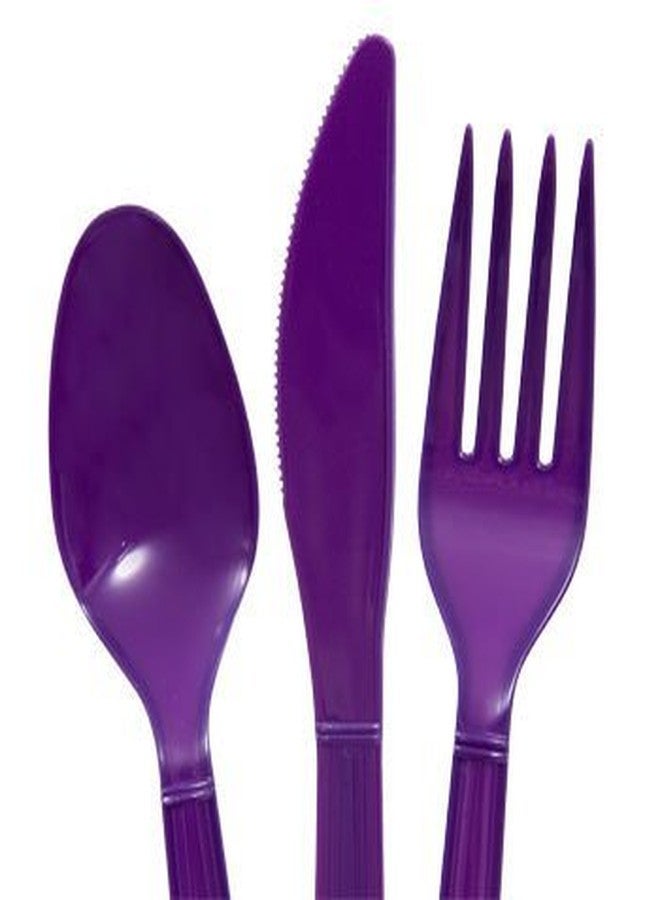 Greenbrier Dark Purple 48-Piece Plastic Utensils Set