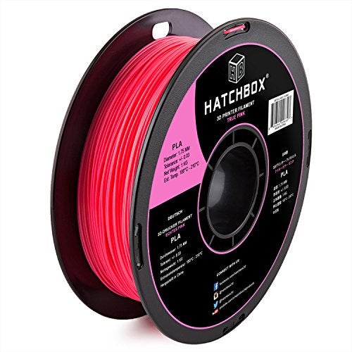 HATCHBOX 1.75mm True Pink PLA 3D Printer Filament, 1 KG Spool, Dimensional Accuracy +/- 0.03 mm, 3D Printing Filament - Image 1