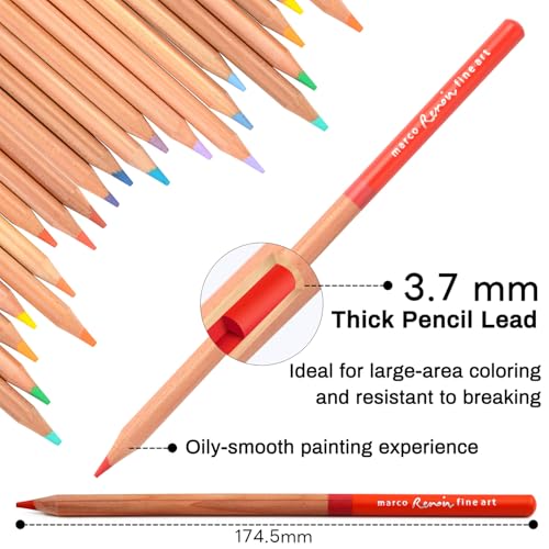 AXUS MARCO Oil-based Colored Pencils 3.7mm Thick Core, Unbreakable, Great Color Rendering, Iron Box Packed, for Artists & Art Lovers (Renoir 3100 Series - 24 Colors) - Image 4