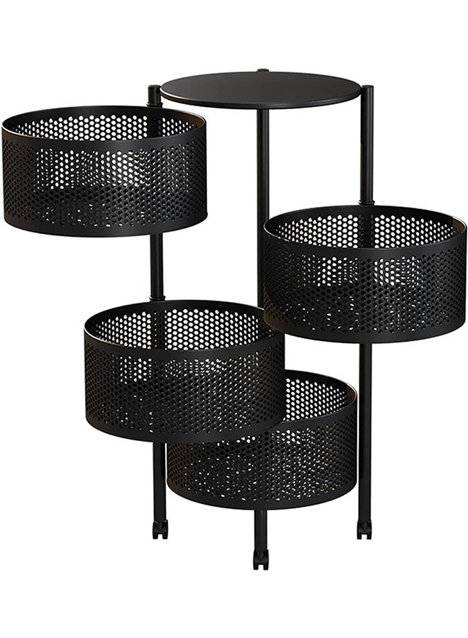JCB CHIC 4 Tier kitchen Storage Rack Rotating Round Kitchen  Basket with Wheels，Rotatable Steel  Fruit Vegetable Basket，Multi-Layer Trolley  Storage Shelf，Home Storage and Organizers Shelf for Kitchen - Image 2