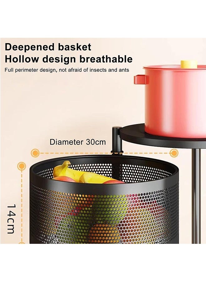 JCB CHIC 4 Tier kitchen Storage Rack Rotating Round Kitchen  Basket with Wheels，Rotatable Steel  Fruit Vegetable Basket，Multi-Layer Trolley  Storage Shelf，Home Storage and Organizers Shelf for Kitchen - Image 3