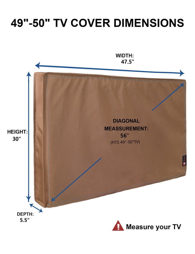 iBirdie Outdoor TV Cover 48 to 50 inch Weatherproof, Cover Size 47.5''L x 30''H, Waterproof for Outside Flat Screen 48 to 50 inch TV, Brown, 600D Thick Fabric Screen Protector with Bottom - Image 2