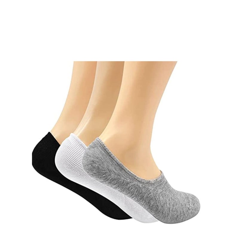 Barakah جوارب نسائية منخفضة القطع غير قابلة للانزلاق، جوارب نسائية غير مرئية مع أصابع معززة غير قابلة للانزلاق رقيقة غير مرئية بطانة قارب منخفضة القطع قطن (3 أزواج) - Image 4