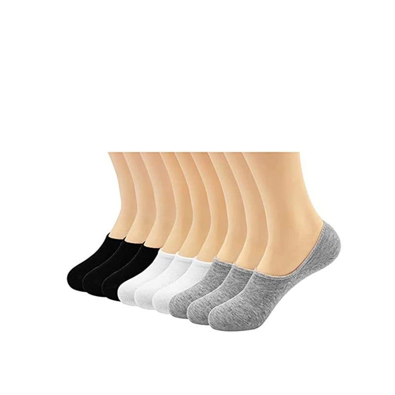Barakah جوارب نسائية منخفضة القطع غير قابلة للانزلاق، جوارب نسائية غير مرئية مع أصابع معززة غير قابلة للانزلاق رقيقة غير مرئية بطانة قارب منخفضة القطع قطن (3 أزواج) - Image 3