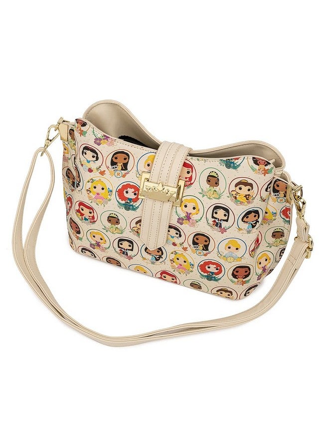 لاونج فلاي حقيبة يد نسائية من Loungefly Pop Disney Princess Circles، حقيبة كروس بودي، محفظة - Image 3