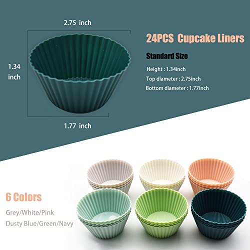 MODENGKONGJIAN Reusable Silicone Cupcake Baking Cups 24 Pack, 2.75 inch Silicone Baking Cups, Non-stick Muffin Cupcake Liners for Party Halloween Christmas, Easy Clean Pastry Muffin Molds（Multicolor） - Image 4