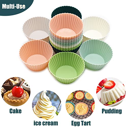 MODENGKONGJIAN Reusable Silicone Cupcake Baking Cups 24 Pack, 2.75 inch Silicone Baking Cups, Non-stick Muffin Cupcake Liners for Party Halloween Christmas, Easy Clean Pastry Muffin Molds（Multicolor） - Image 3