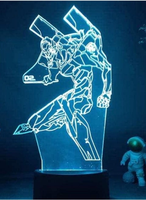 Multicolour 3D Illusion Light LED Night Light EVA 02 L Upward Acrylic Model EVA Anime Flashing USB Otaku Game Room Desk Lamp Setup Home Decor