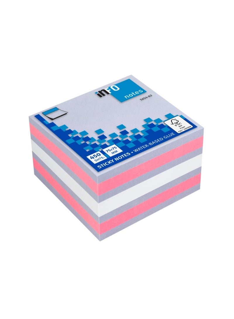 InfoNote - Colored Sticky Notes - Cube 75 * 75mm - 450 sheets