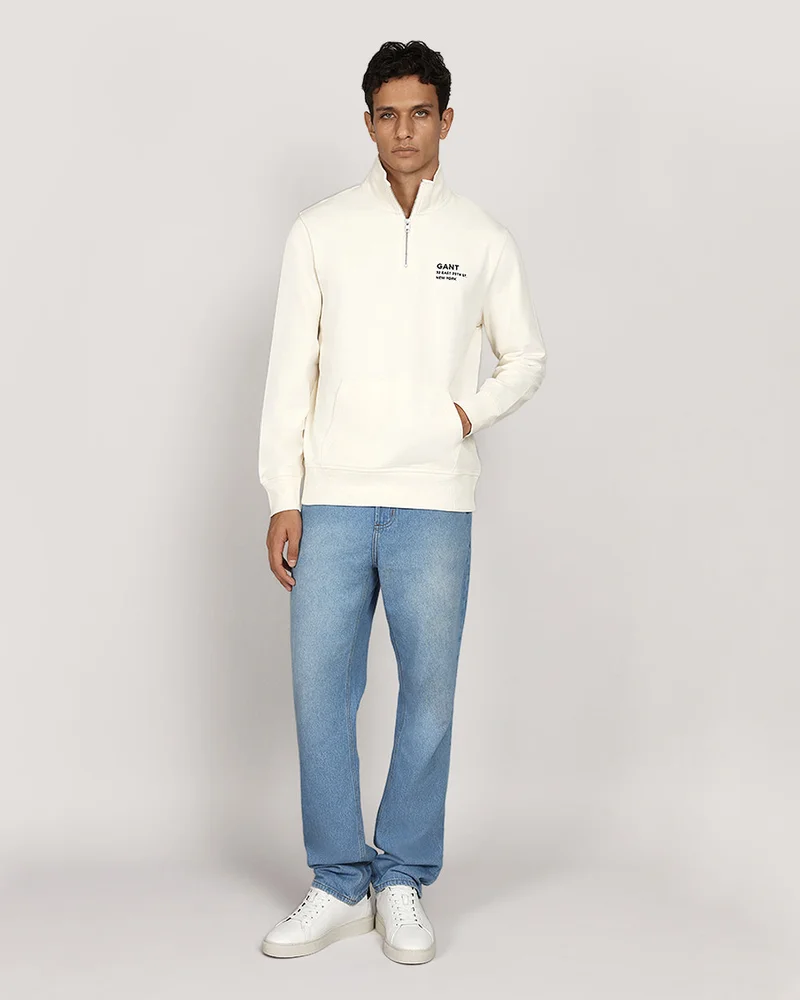 GANT  Small Graphic Half Zip Sweat - White for Men | Best Price UAE