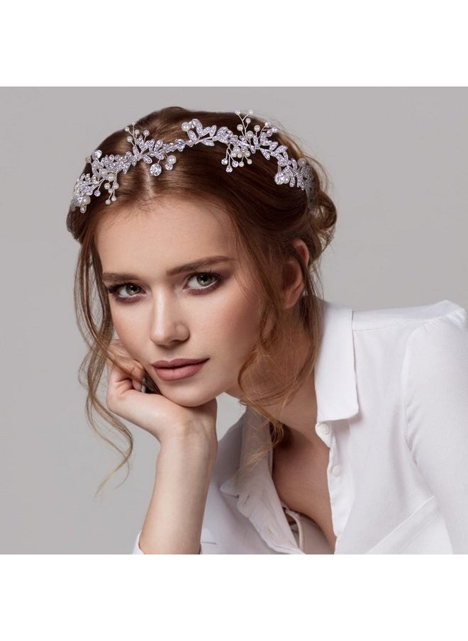 CROWN GUIDE - Rhinestones Headband 20S Bridal Headpiece 1920S Flapper Accessories For Women Wedding Brides Silver - Image 1