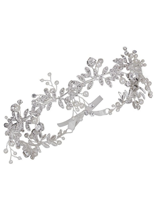 CROWN GUIDE - Rhinestones Headband 20S Bridal Headpiece 1920S Flapper Accessories For Women Wedding Brides Silver - Image 1