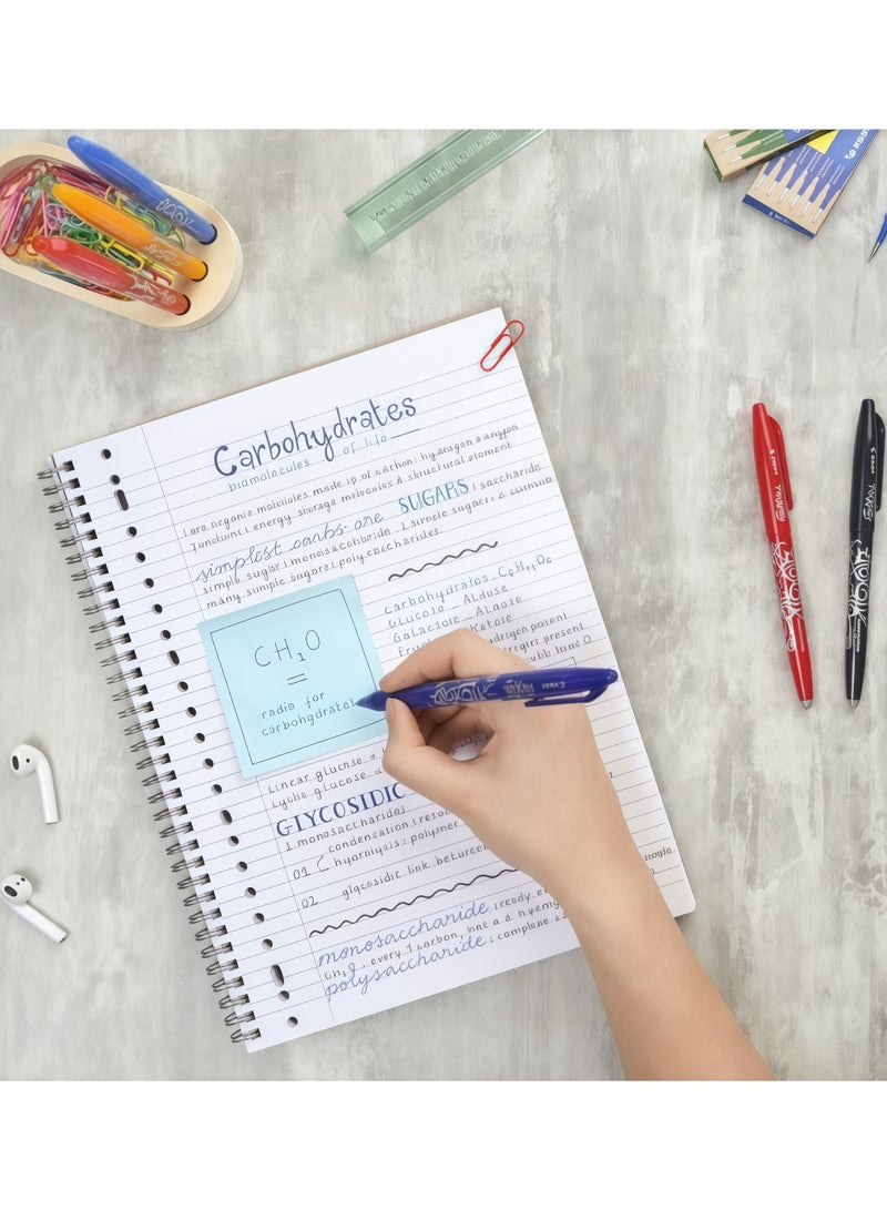 بايلوت مجموعة من 55 قطعة من عبوات الحبر الملونة القابلة للمسح، 0.5 مم، قلم جل سحري قابل للمسح، حامل أقلام قابل للغسل، لوازم الكتابة المكتبية والمدرسية (50 عبوة حبر + 4 أقلام + 2 ممحاة) - Image 2