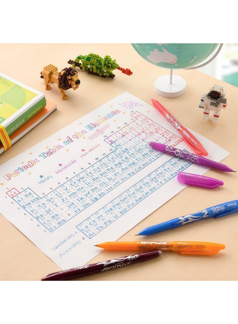 بايلوت مجموعة من 55 قطعة من عبوات الحبر الملونة القابلة للمسح، 0.5 مم، قلم جل سحري قابل للمسح، حامل أقلام قابل للغسل، لوازم الكتابة المكتبية والمدرسية (50 عبوة حبر + 4 أقلام + 2 ممحاة) - Image 3