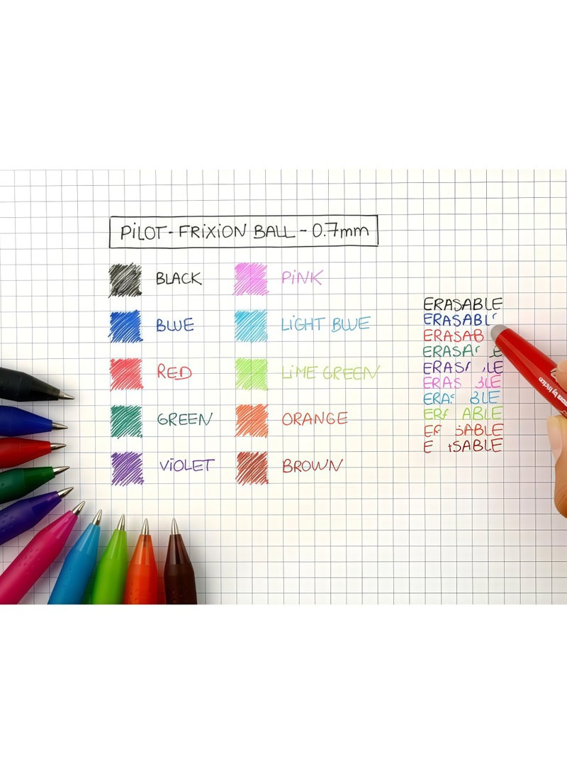 بايلوت مجموعة من 55 قطعة من عبوات الحبر الملونة القابلة للمسح، 0.5 مم، قلم جل سحري قابل للمسح، حامل أقلام قابل للغسل، لوازم الكتابة المكتبية والمدرسية (50 عبوة حبر + 4 أقلام + 2 ممحاة) - Image 5