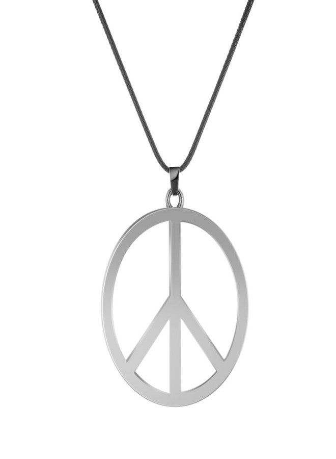 KIFEDSLJ Peace Sign Pendant Necklace Metal 1960s 1970s Hippie Necklace for Women Men Dressing Party Accessories-sliver