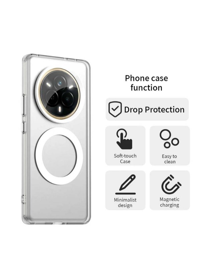 Clear Magnetic Case [ Never Yellow][Compatible with MagSafe] Protective Slim Case Designed for Realme Note 14 Pro+ - Image 3