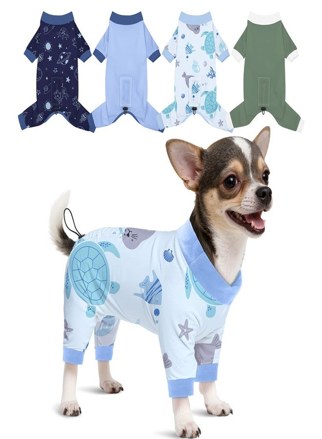 Glittme 4 Pack Dog Pajamas for Small Dogs Girl Boy, Soft Stretchy Puppy Onesies Jumpsuit, Breathable Pet Pjs Clothes for Sleeping & Anti-Shedding, Cute Doggy Apparel Vest - Image 1