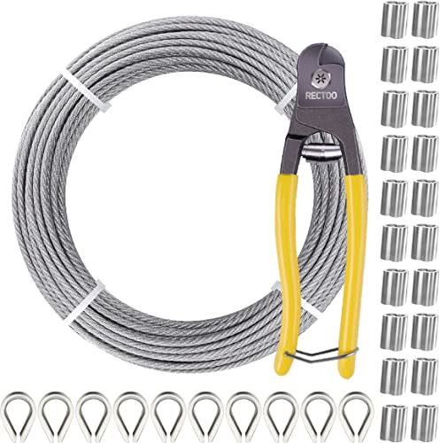 RECTOO 200FT 1/8" T316 Stainless Steel Cable with Cutter, 7x7 Strands Aircraft Wire Rope for Deck Railing, Stair Handrail, Porch Fence, High Strength for Indoor and Outdoor Use - Image 2