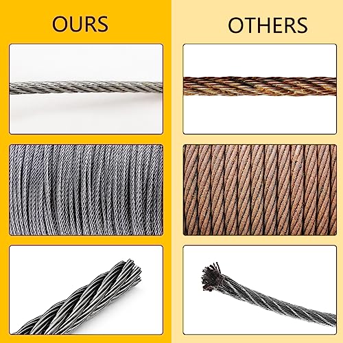 RECTOO 200FT 1/8" T316 Stainless Steel Cable with Cutter, 7x7 Strands Aircraft Wire Rope for Deck Railing, Stair Handrail, Porch Fence, High Strength for Indoor and Outdoor Use - Image 5