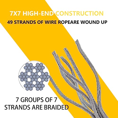 RECTOO 200FT 1/8" T316 Stainless Steel Cable with Cutter, 7x7 Strands Aircraft Wire Rope for Deck Railing, Stair Handrail, Porch Fence, High Strength for Indoor and Outdoor Use - Image 4