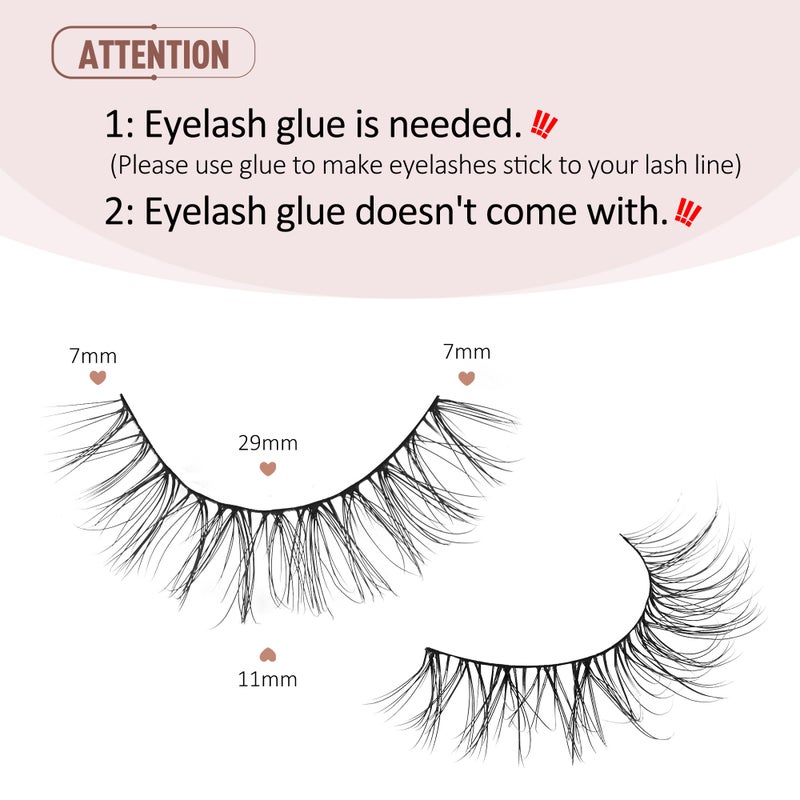 Onlyall Eyelashes Natural Look Fake Eyelashes Natural Lashes Lightweight False Eyelashes Wispy Lashes 3D Faux Mink Eyelashes 7 Pairs D3 - Image 2