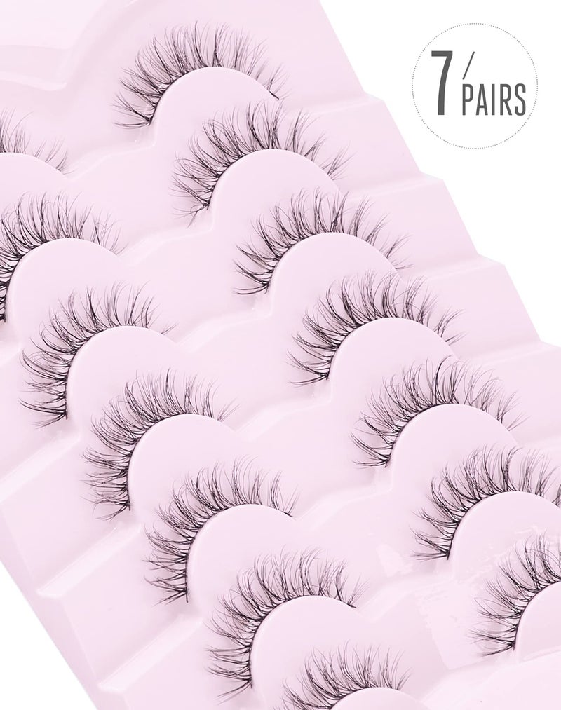 Onlyall Eyelashes Natural Look Fake Eyelashes Natural Lashes Lightweight False Eyelashes Wispy Lashes 3D Faux Mink Eyelashes 7 Pairs D3 - Image 3