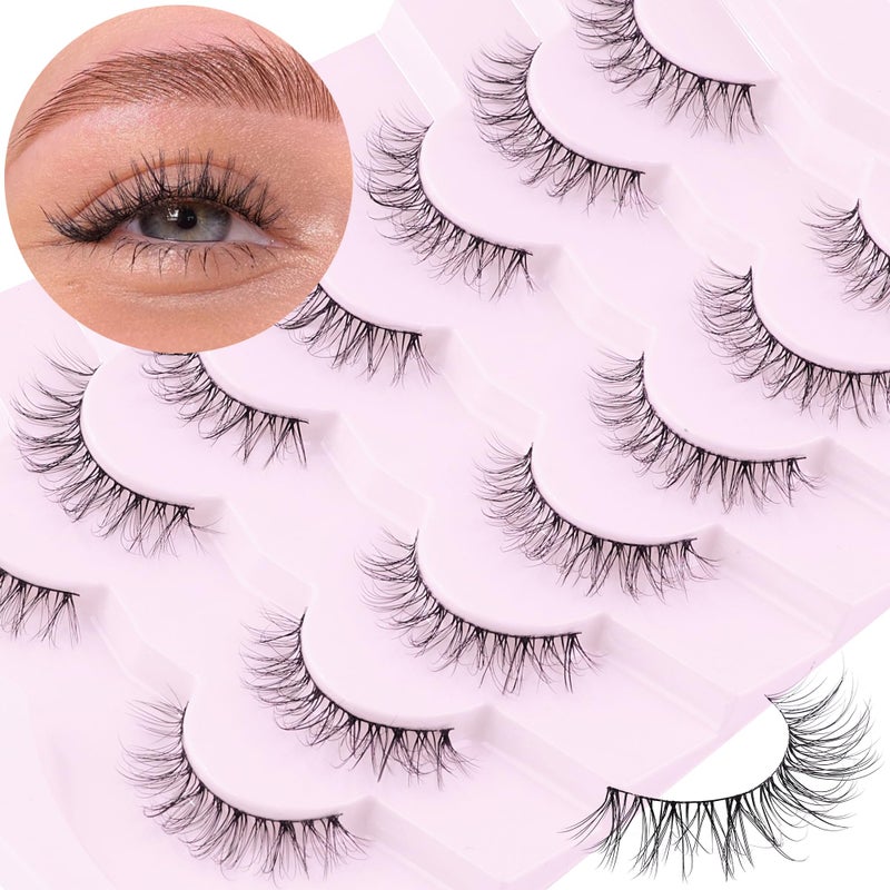 Onlyall Eyelashes Natural Look Fake Eyelashes Natural Lashes Lightweight False Eyelashes Wispy Lashes 3D Faux Mink Eyelashes 7 Pairs D3 - Image 1